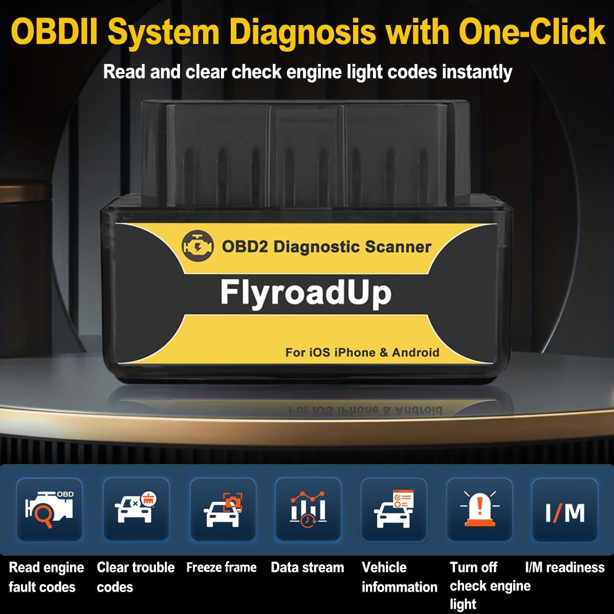 

Bluetooth OBD2 Сканер для iPhone и Android, Беспроводной считыватель кодов для Check Engine, OBDII 1996+ Автомобили United States