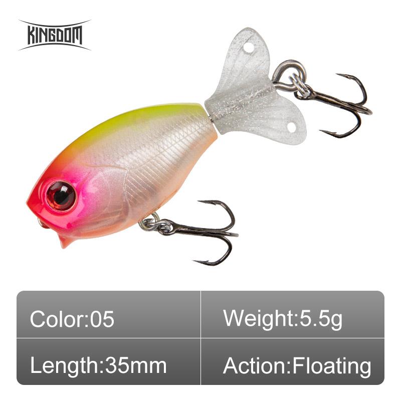 Kingdom GOLDPOP Fishing Lures 35mm 5.5g/9g Floating & Sinking Pencil Popper Hard Bait Soft Rotating Tail Topwater Wobblers Baits