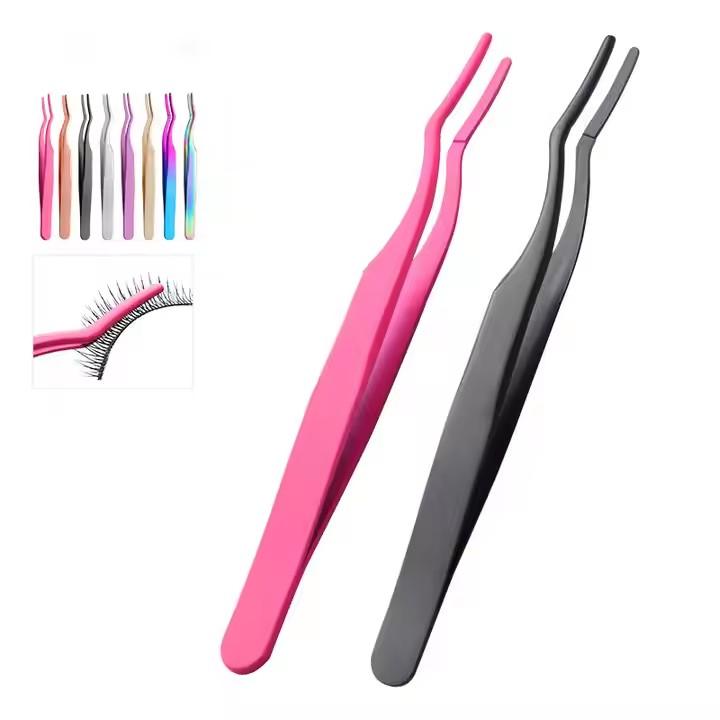 Wholesale High Quality Hot Sale Custom Stainless Steel Eyelash Aid Makeup  Eyelash Extension Tweezer Professional Beauty Tweezer