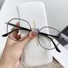 Ins Metal Round Decor Round Glasses Women Anti Blue Light Computer Glasses Black Metal Spectacle Frame 0 Diopter  Glasses