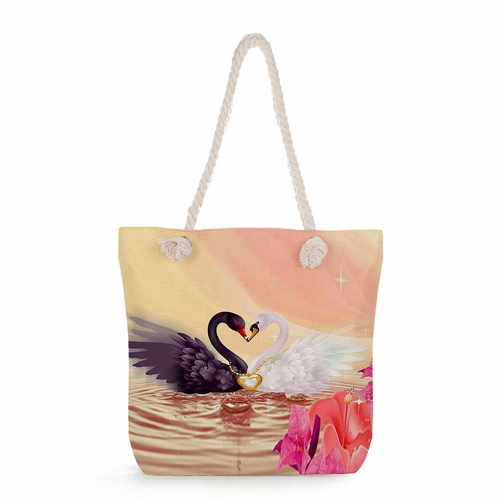 Ballet Print Thick Rope Single-shoulder Beach Bag 7246 CLE