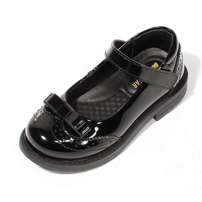 Girls Genuine Leather Soft Sole Black School Performance Shoes Size 28 / Insole 17.7cm