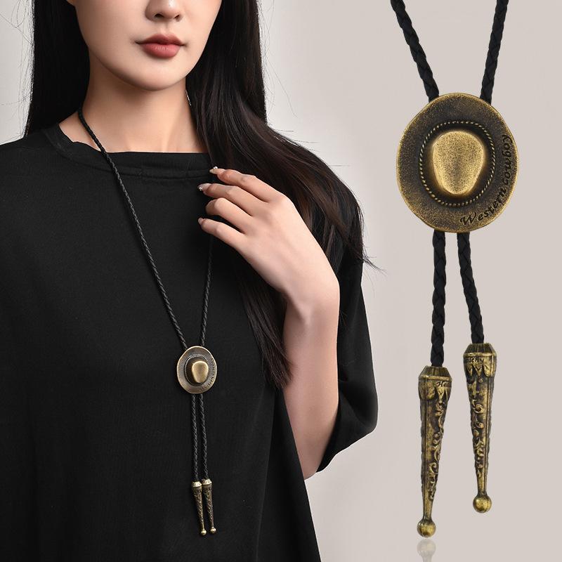 Western Cowboy Bolo Tie Necklace: European American Style Autumn-Winter Casual Lanyard for Women