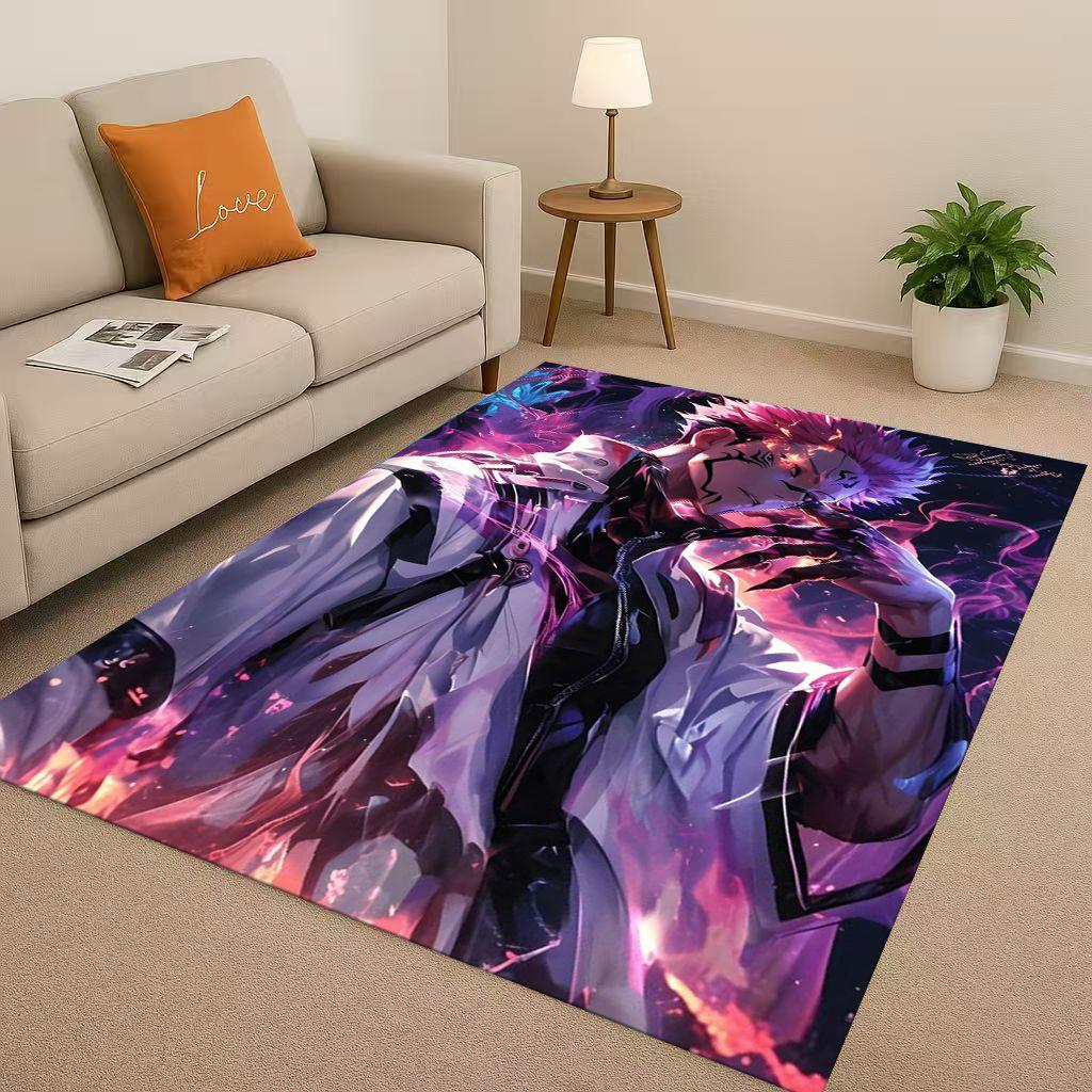 Anime Jujutsu Kaisen Cartoon Itadori Yuj Living Room Non-Slip Area Rug Carpet for Bedroom Playroom Sofa,Home Decor Doormat KID