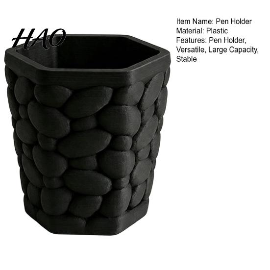 Plastic Pencil Cup for Stationery Pebble Texture Pen Holder, Hexagonal Desktop Organizer, Stable Anti-Tip 3D Durable Desk Organizer Study Printed PLA