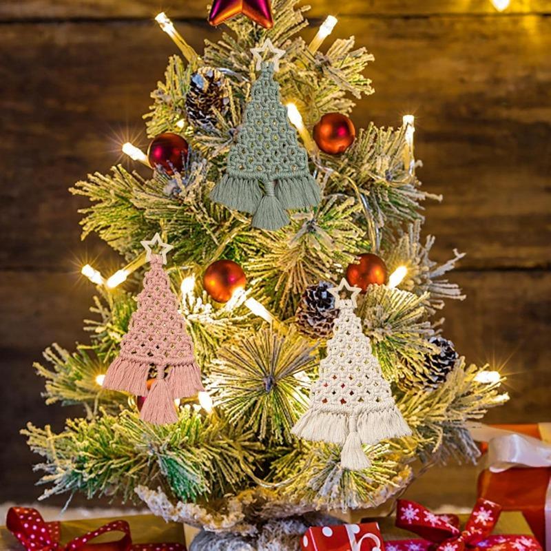 Tree Christmas Macrame Kit Diy Macrame Woven Tree Kit Handmade Woven Xmas Boho Wall Hangings Ornaments For Christmas Decor