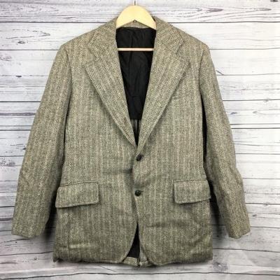 HARRIS TWEED Tailored Jacket Men M Gray Brown Single 2 Button Special Price(USED)