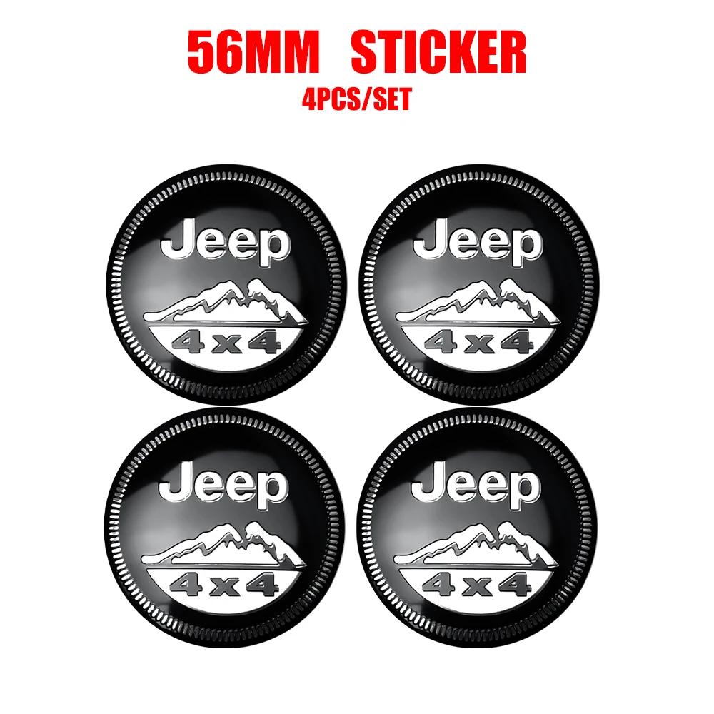 For Jeep 4pcs 56/60mm Wheel Hub Caps Sticker Car Emblem Badge Decoration For Jeep Jk Compass Cherokee Gladiator Patriot Liber