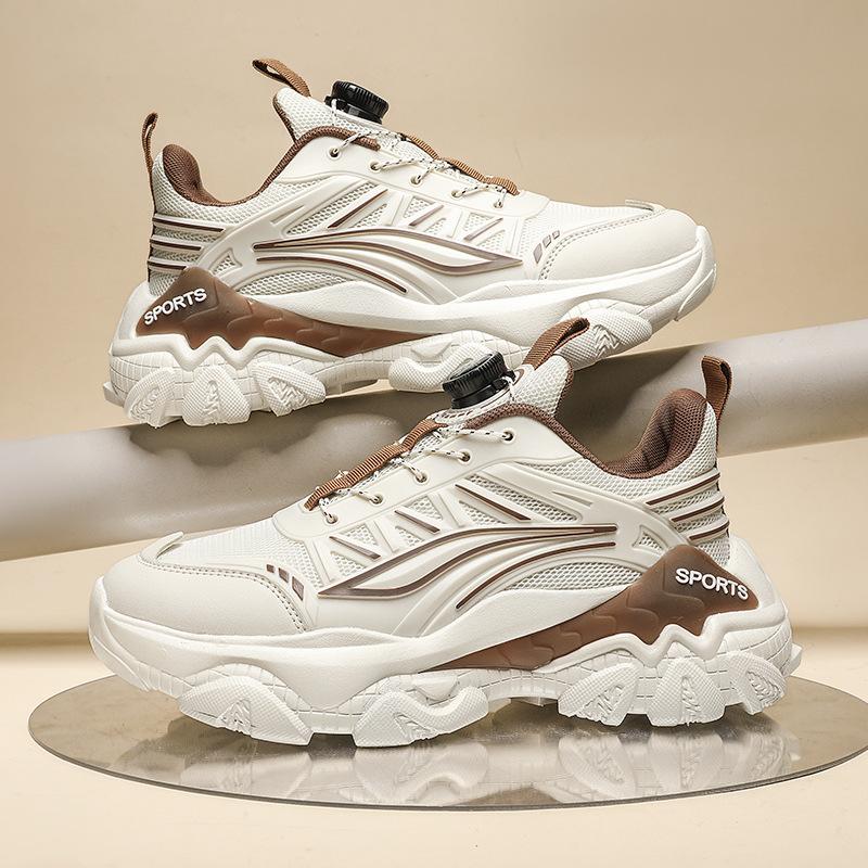 Men's Shoes Autumn New Mecha Leather Surface Rotating Buckle Dad Shoes Platform Casual Sports Shoes Youth Fashion Shoes