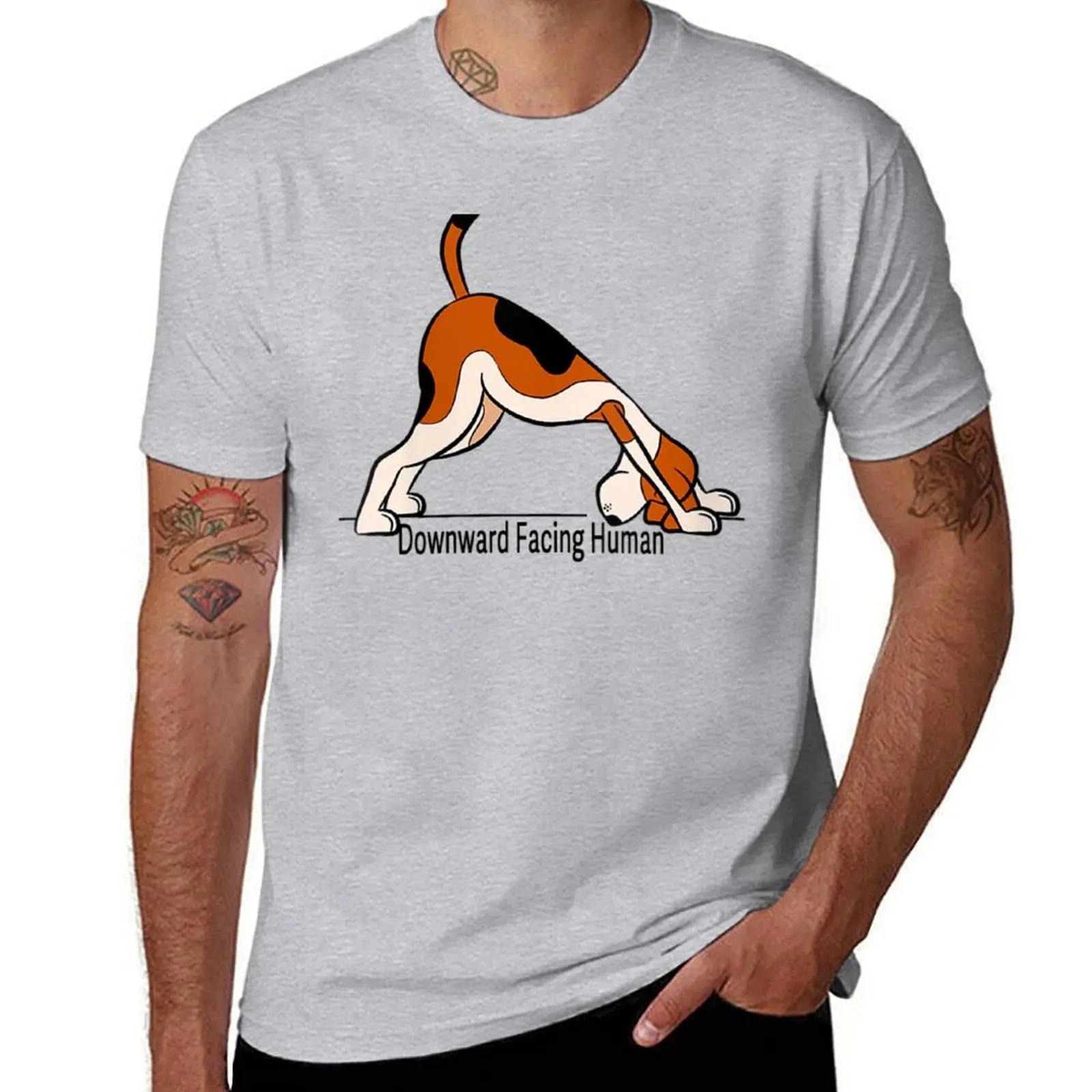 

Downward Facing Human Funny Dog Yoga TShirt quick drying oversized mens t shirts casual stylish S