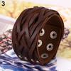 Women Men Punk Style Cool Leather Bangle Knitting Wide Cuff Handmade Bracelet