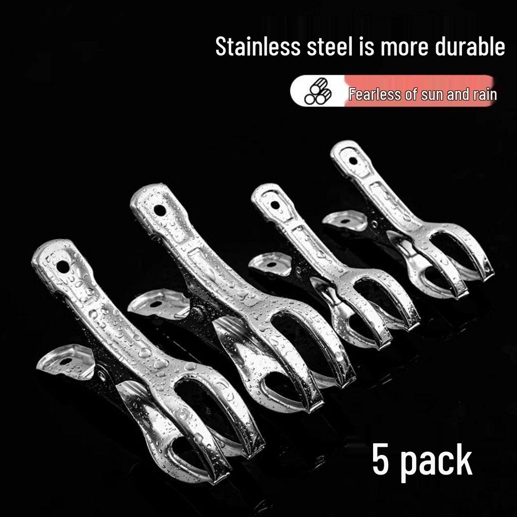 Nově příchozí: Sada 5 nerezových větruodolných klipů na sušáky a ponožky