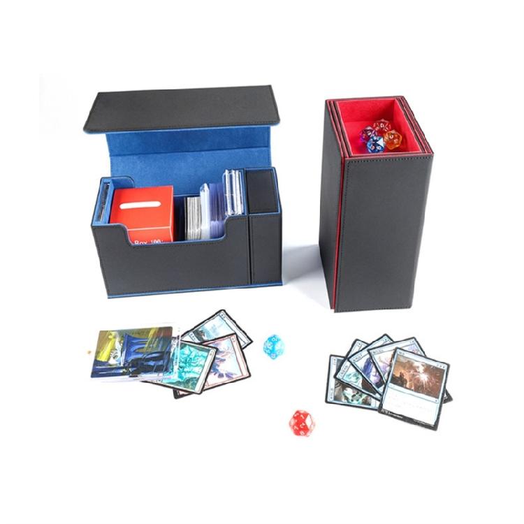PU Card Deck Box with Dice Tray Game Card Collectors Scratch Resistant Card Storage Case Game Card Carrying Organizers