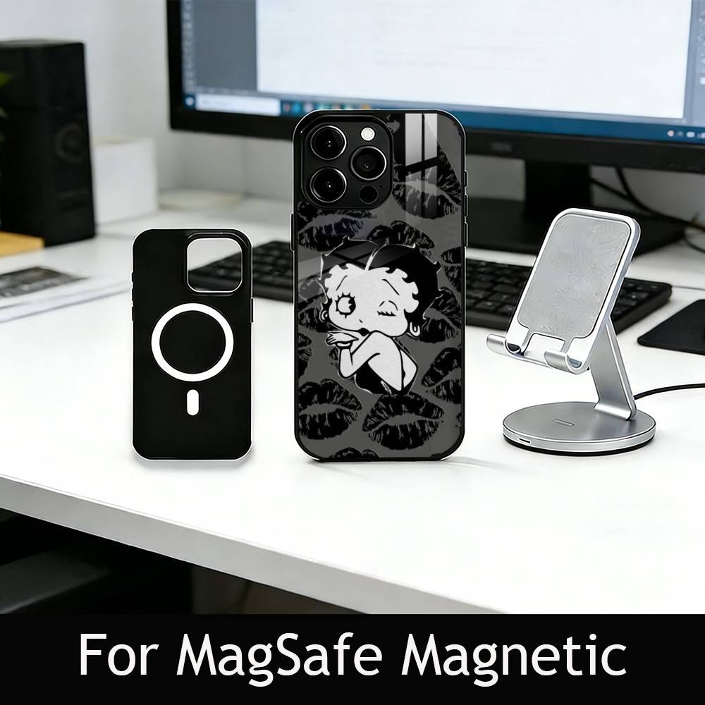 Be-Tty Boo-P Phone Case For iPhone17,16,15,14,13,12,11 Plus,Pro Magnetic with Magsafe Wireless Charging