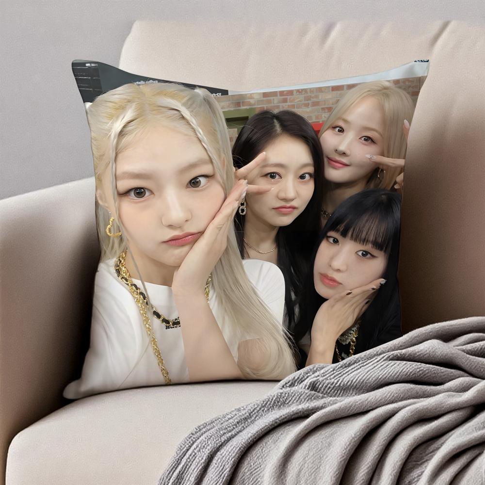 GirlGroup Kpop KKISS OF LLIFE Cushion Cover Pillowcase Antidustmite Invisible Zipper Short Plush Sofa Cushion