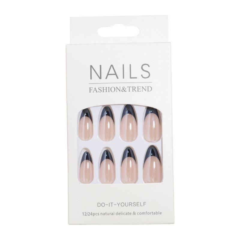 Mittel Mandel Aufdrücknagel French Tip Falschnagel Glänzend Künstlicher Nagel Acryl Aufklebenagel für einfache Anwendung