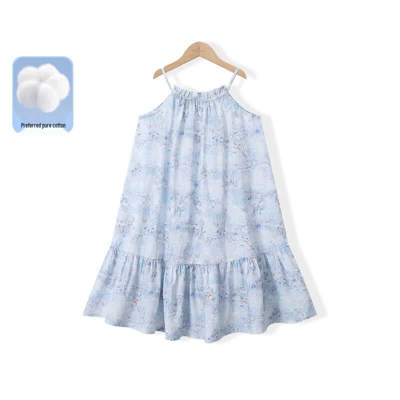 Montagut Girls' Floral Spaghetti Strap Summer Dress