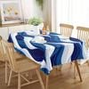 JIT 1Pc Circular or Rectangular Decorative Tablecloth - Blue and White Striped Printed Tableclothzyc