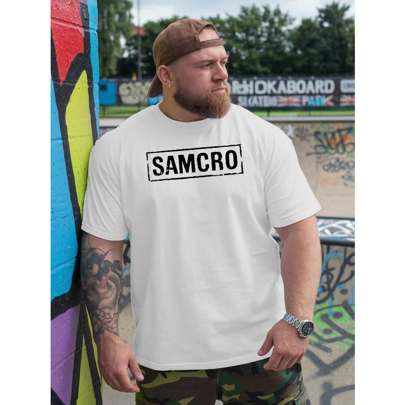 European Size SAMCRO Plus-size Men's Loose-fitting Printed T-shirt.Round-neck Short-sleeved Men's T-shirt.Essential Clothing for Men During Basketball