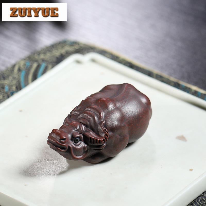 Zisha Zodiac Wealth Cattle Tea Pet Retro Exquisite Miniatures Tea Figurine Play Toys Tea Statue Ornaments Tea Items Accessories