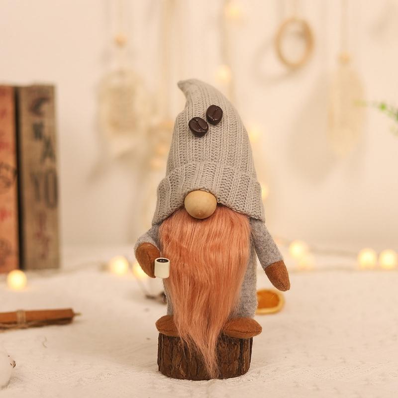 Knitted Couple Coffee Gnome Cute Art Crafts Party Decoration for Restaurant Dining Table Party Decoration
