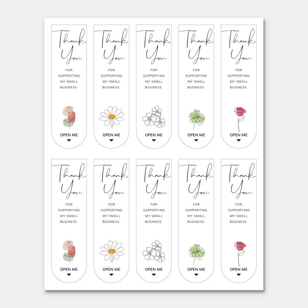 100pcs/Pack Cute Expression Rectangular Sticker Gift Box Stickers Thank You for Your Order Seal Stickers for Business