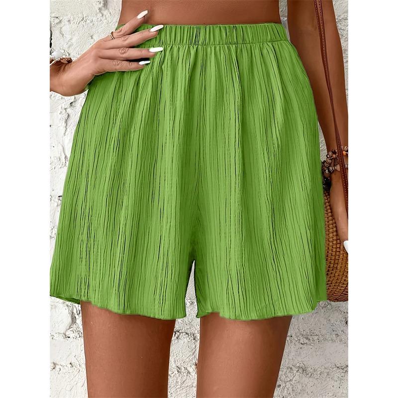 Damen Hohe Taille Einfarbige Shorts Frühling Sommer Mode Hose Dame Lässiges Outfit Kurze Hosen Strand Einfache Kleidung