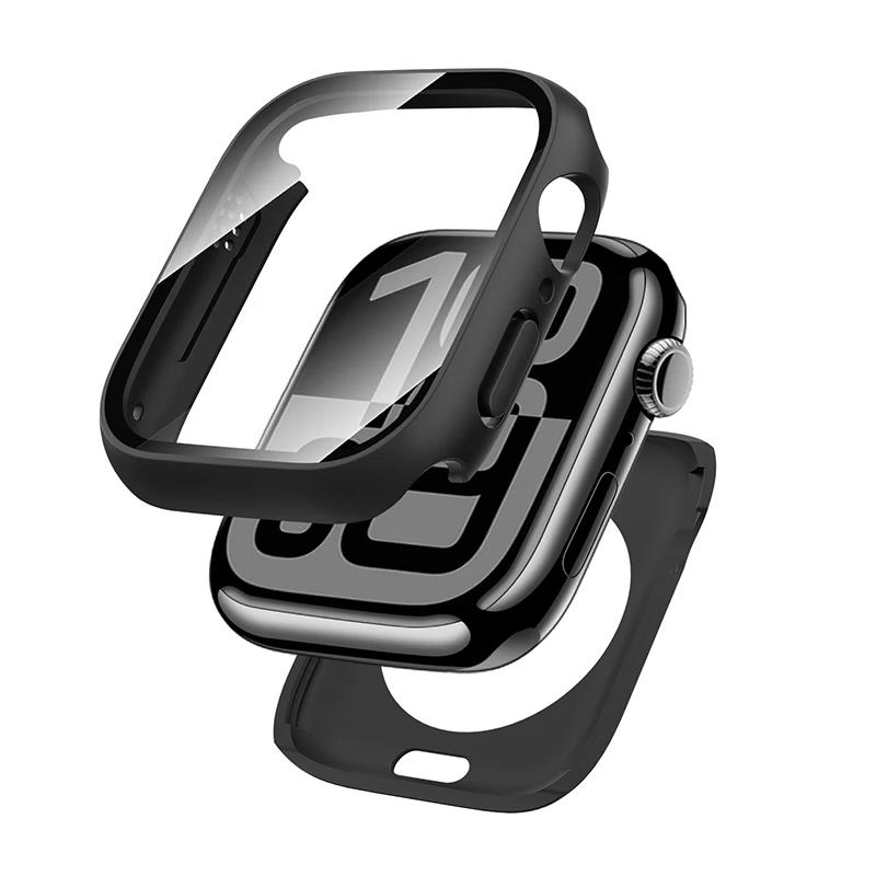 Waterproof Cover+Glass for Apple Watch 11 10 Case 46mm 42mm 45mm 41mm 44mm Hard PC Screen Protector for iWatch 9 8 7 6 5 4 SE 7