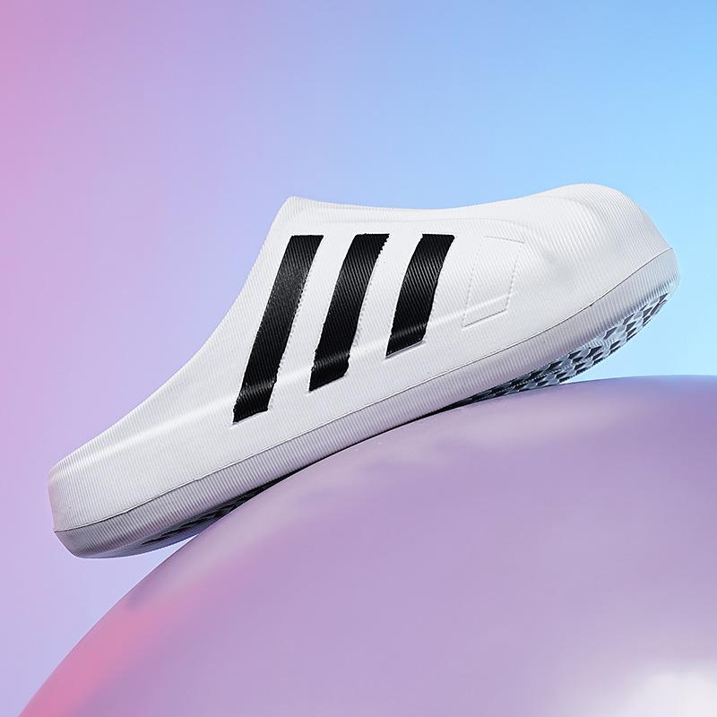 New Black and White Shell Head Half Pack Slippers Men's and Women's Bottom Light Thick Bottom One Pedal Black and White Men's and Women's Campu