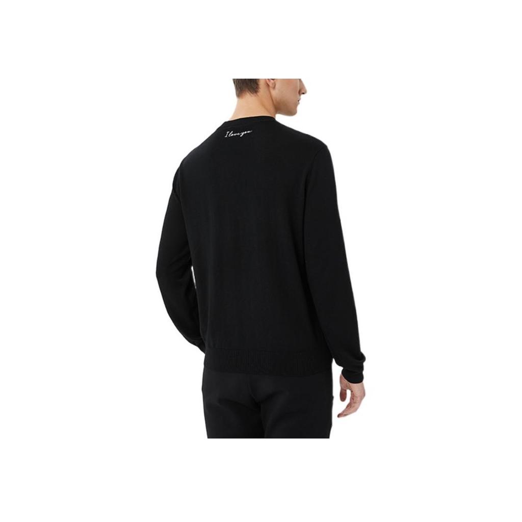 Emporio Armani Ss22 Solid Color Logo Embroidered Wool Long Sleeve Sweater Men Sweater Black 6L1MU41MCXZ-0999
