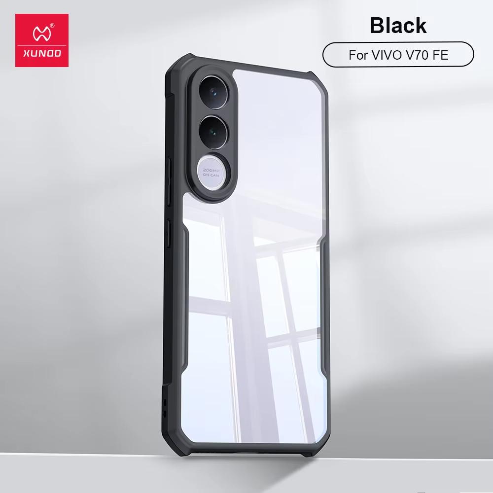 

XUNDD For VIVO V70 FE Case Luxury Casing Transparent Phone Cover Airbag Shockproof Bumper Protective Case For VIVO V70 FE чорний