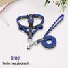 Denim Dog Leash and Harness Set with Teddy Chain for Small To Medium Dogs