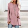 Yousheng Women Tops Round Neck Long Sleeve Loose Fit Solid Color Tunic Top Casual Shirt with Hip Coverage Length