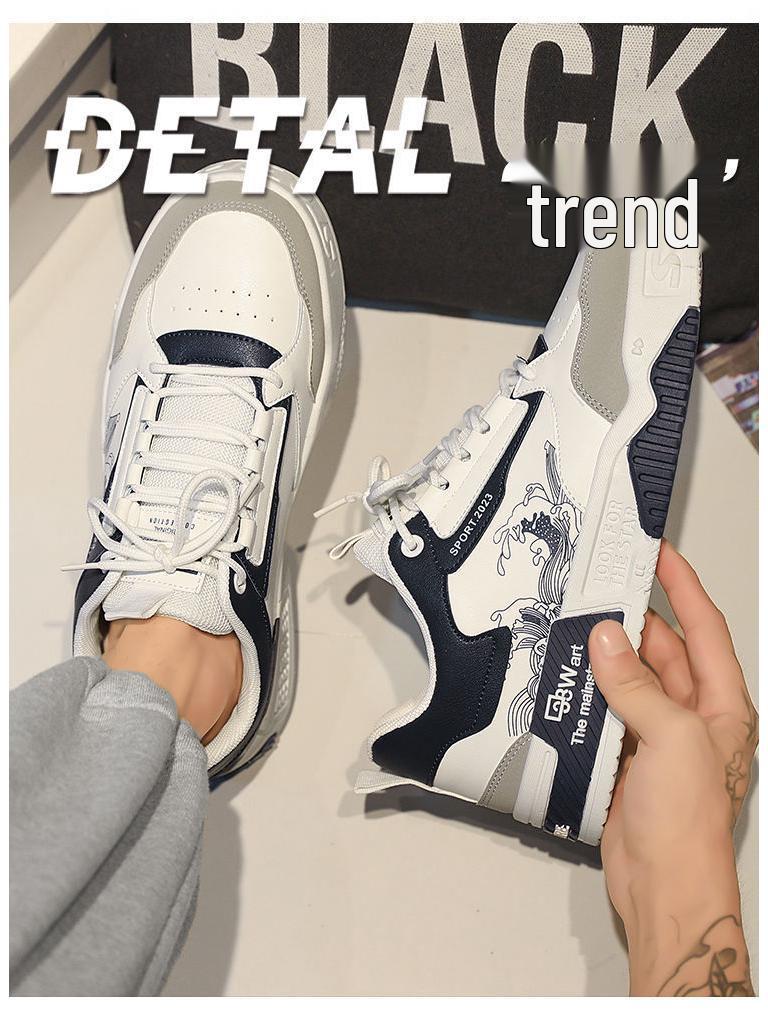 Niche Versatile Height-Increasing White High-Top Sneakers for Men - Trendy Casual Sports Shoes for Spring, Summer, and Autumn.