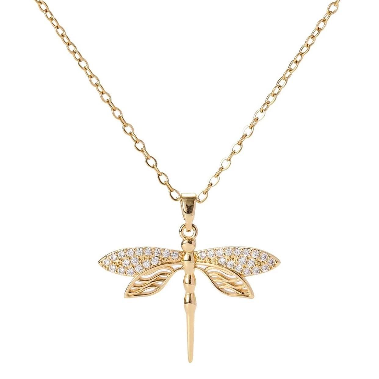 Factory  Fashion Jewelry 925 Sterling Silver Luxury Zircon Dragonfly Pendant Necklace Women s Party Gift Jewelry