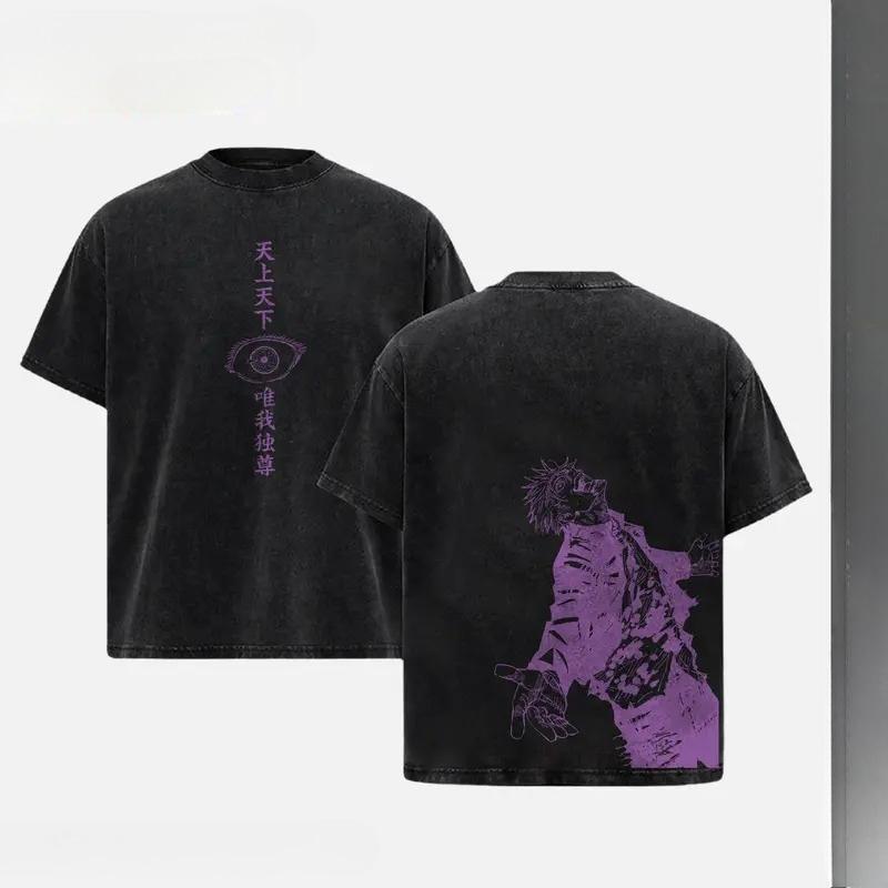 

Jujutsu Kaisen Gojo Satoru Printed Tee Men Women Washed Cotton T-shirts Manga Casual T Shirt Harajuku Male Short Sleeve Tshirt XXL чорний