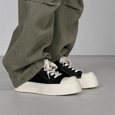 Moda Alta Calidad Hombre Fondo Grueso Casual Zapatos de Tablero de Cuero Marca de Lujo Cuero Genuino Zapato Vulcanizado Cómodos Zapatos Oxford para Caminar