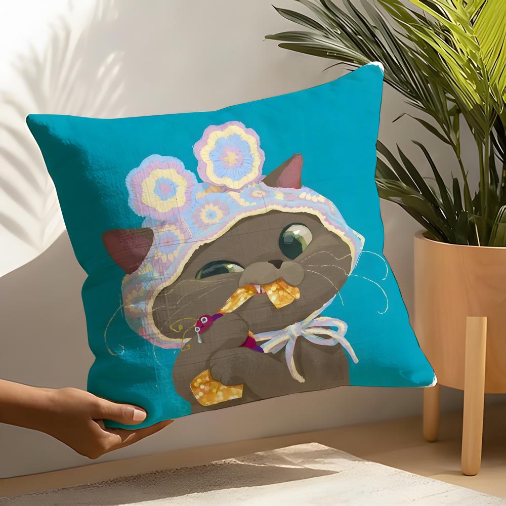 Cute Cartoon Cat Patterns Pillow Case Home Living Room Decoration Linen Pillowcover Pillow Cases Cushion Cover
