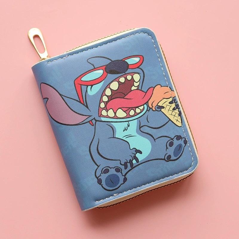 

Новый сезон кошелек Stitch Xingdailu модный короткий на молнии с принтом мультяшный мини кошелек для мелочи кардхолдер 11*8.5*2