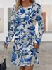 Spring Autumn Women Dress Casual Long Sleeve O-neck 3D Print Loose A-Line Dress Oversized Home Wear Robe