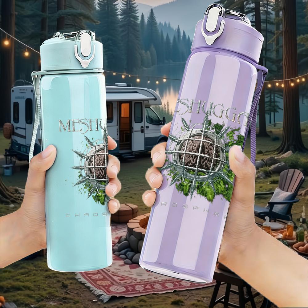 1PC Green Leaf Ornate Circle Vintage Print 750ml Portable Sports Water Bottle Leakproof Gym Outdoor Travel Drink Cup