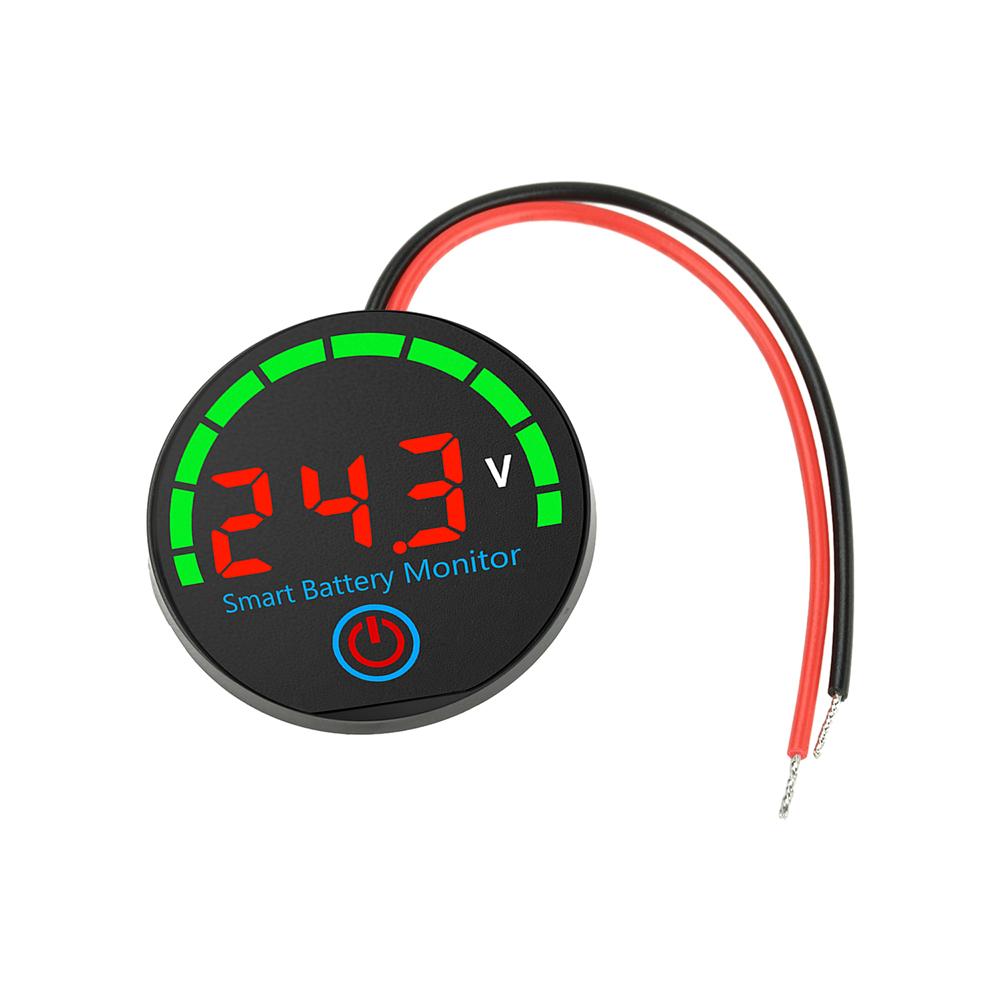 

DC 7-55V Circular LED Battery Level Indicator Universal Voltage Tester for Electric Vehicles With Power-Off Memory Function червоний