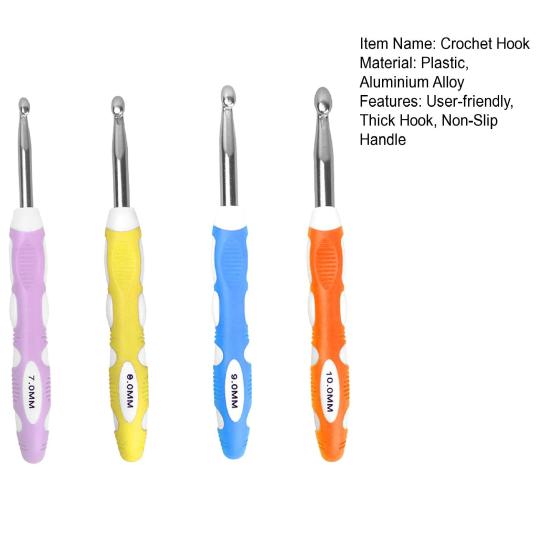 Grand crochet ergonomique avec poignée antidérapante, crochet pour fil épais