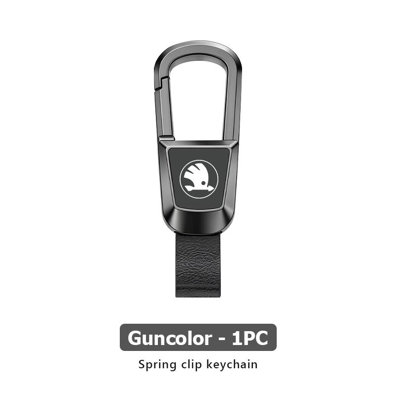 For Skoda Alloy Car Keychain Key Chain Leather Key Ring Fabia 1 2 Octavia a7 RS Superb Rapid Yeti Karoq Vision fsvr64