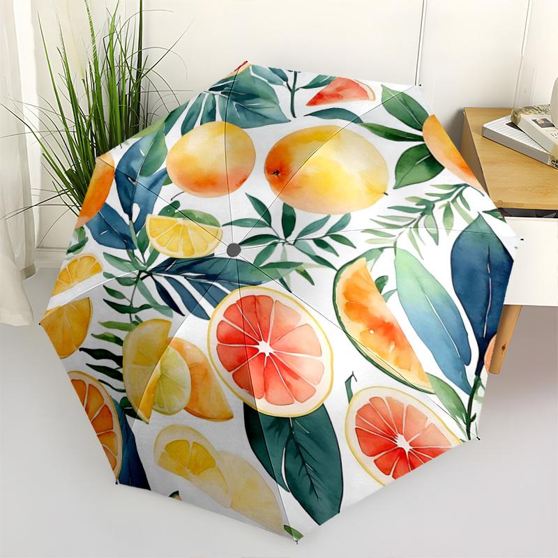 

1pc Citrus Fruits Durable Cartoon Folding Umbrella, Portable 3-Fold Compact Umbrella for Men and Women, Suitable for Travel or Daily Use.S033