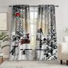 Christmas Snowman Curtains Trees Birds Polyester Fabric Perfect Living Room Decoration Curtain Machine Washable For Great