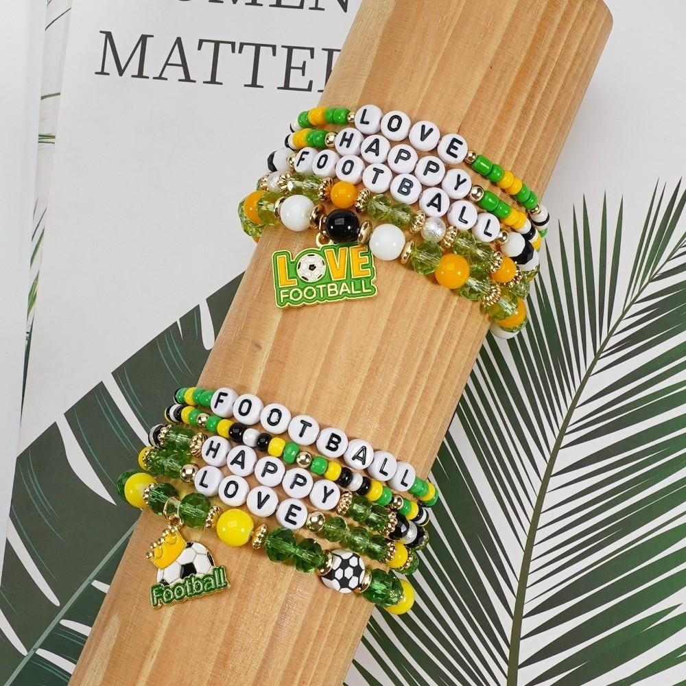 5pcs/set New Creative Soccer Fan Stackable Bracelet Green Shoe Bracelet Set Individualistic Mix-and-match Football Gift Party