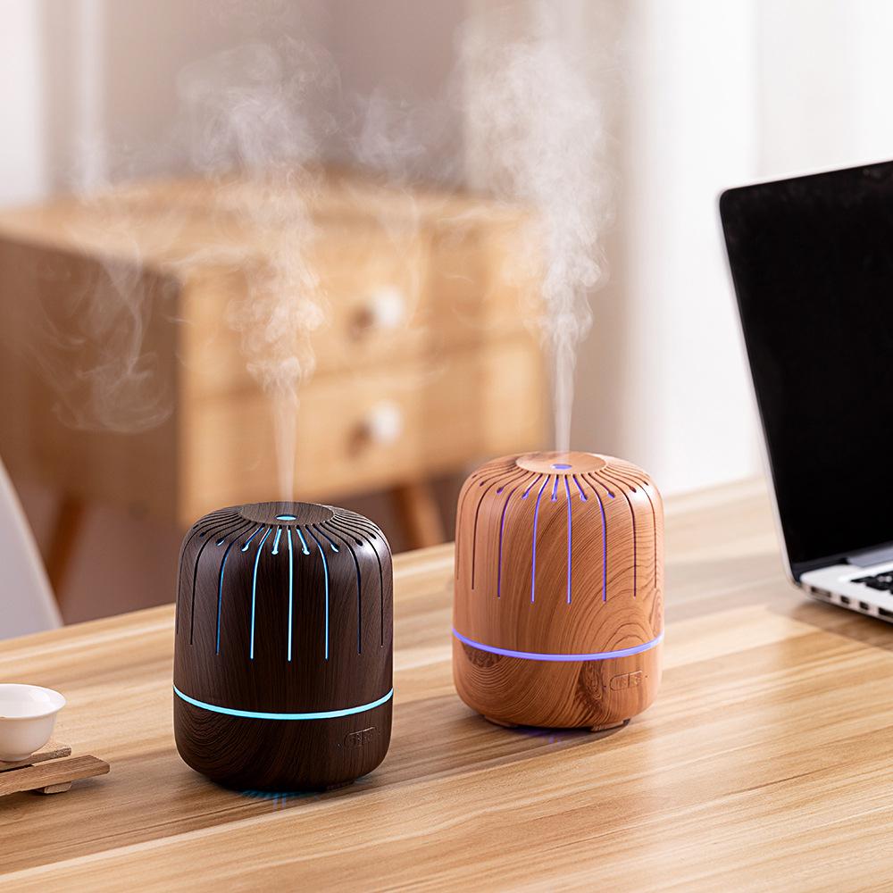 180 ml Wood Grain Aromaterapie Ultrazvukový zvlhčovač chladného vzduchu USB Difuzér esenciálního oleje s LED lampou pro domácí vůni pokoje