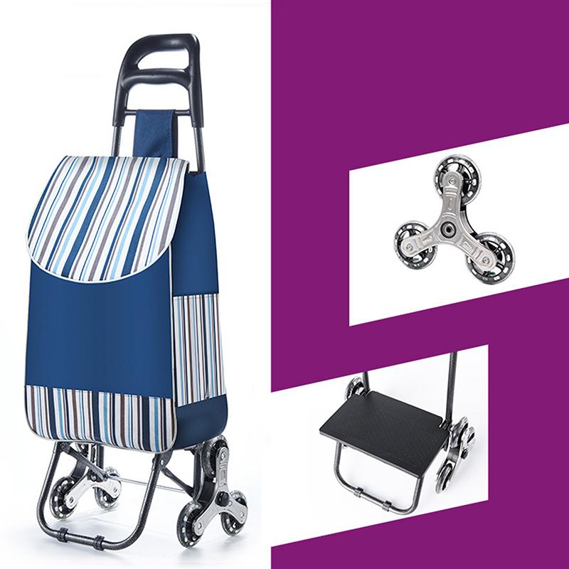 Grocery Cart Small Cart Climbing Stairs Folding Small Trailer Hand-Pulled Trolley Household Portable Storage Shopping Cart