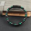 6mm Beaded Bracelet Peacock Stone / Agate / Hematite Bracelet Wood Grain Elastic Adjustment Men's Charm Bracelet Jewelry